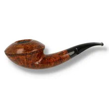 Wilson Wang Freehand Birds Eye 102 artisan briar pipe with polished bird's eye grain and black acrylic stem.