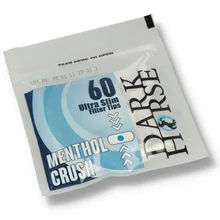 Dark Horse Menthol Crush ultra slim 6mm filter tips in a resealable pouch containing 60 crush capsule filters.