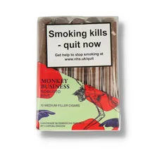 Bundle of 10 Château Diadem Monkey Business Robusto 5 x 50 cigars in colourful green and red packaging with individually cellophane-wrapped cigars.