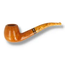 Left side view of Savinelli Miele 626 6mm filtered pipe showing its rounded Apple bowl, polished honey-coloured briar and amber marbled acrylic stem.