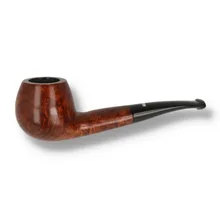 Dr Plumb Cortina Dark briar pipe showing its smooth chestnut-brown finish, traditional Bent Billiard bowl and curved black fishtail stem.