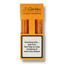 A cardboard sleeve containing 2 tubed J Cortes cigars