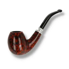 Erik Nording Valhalla 503 smooth Bent Billiard briar pipe with aluminium spigot mount and black acrylic stem.