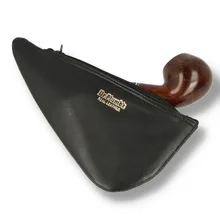 A Black leather pipe pouch