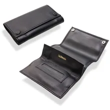 Dr Plumb Black Leather Roll Up Tobacco Pouch (Press Studs) P35517