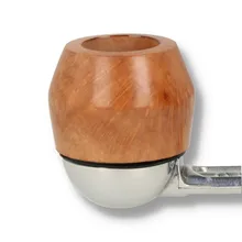 Close-up of the Peacemaker Falcon Bulldog Natural replacement briar pipe bowl, showing its smooth honey-brown finish, visible wood grain, broad rounded body, tapered upper section and flat rim.