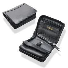 Dr Plumbs Rigid Black Leather Rolling Tobacco Carry Case P35535