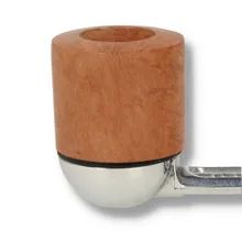 Close-up of a Peacemaker Falcon Billiard Natural replacement briar pipe bowl, showing its upright cylindrical shape, straight sides, broad flat rim and smooth honey-brown finish with fine natural grain. 