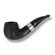 Peterson 160th Anniversary sandblasted 1272 bent briar pipe with silver band and black stem