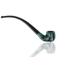 Turquoise marbled compact billiard pipe with curved black stem