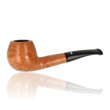 Dr Plumb Cortina Light briar pipe showing the smooth honey-brown finish, gently bent Billiard bowl and curved black fishtail mouthpiece.
