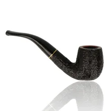 Opposite profile of the Savinelli Roma Rustic 601 6mm filter pipe, featuring a deeply rusticated briar bowl, gold-coloured accent band and gently curved black stem.