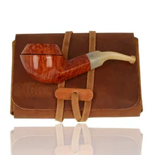 Big Ben Shepherd 472 Real Horn Stem Pipe With Roll-up Leather Pouch