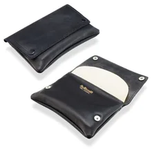Dr Plumbs Press Stud Wallet Style Black Leather Tobacco Pouch P25540