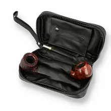 Peterson Classic Black Leather De Luxe Travel Pipe Compendium POU133