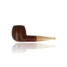 Ropp Stout Horn Pipe Sandblast Apple Briar Pipe ROP-009
