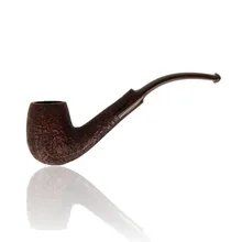 Northern Briars G3 Bent Billiard Roxcut Regal NB-256 left-side view showing the reddish-brown rusticated briar bowl and long curved stem.