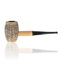 Missouri Meerschaum Country Gentleman Straight corn cob pipe featuring a dark finished cob bowl, natural hardwood shank and black tapered stem.