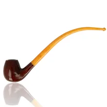 Northern Briars G4 Churchwarden Bent NB-282 side profile showing the polished red-brown briar bowl and long amber-coloured curved stem.