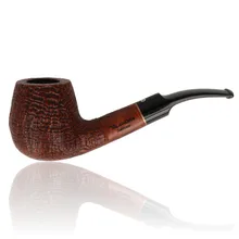 Talamona Sabbiato M bent billiard XL briar pipe with deep sandblasted finish and curved black acrylic stem