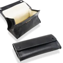 Dr Plumbs Large Fold Up Box Black Leather Pipe Tobacco Pouch P2900