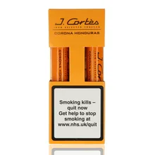 J. Cortès Orange High Class Corona Honduran gift box containing two cigars in a bright orange sliding presentation pack.