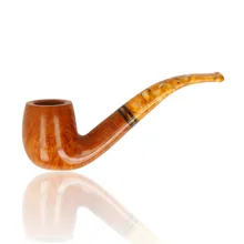 Left side view of Savinelli Miele 601 Italian briar pipe showing the smooth honey finish, curved marbled acrylic stem and Savinelli Miele stamping.