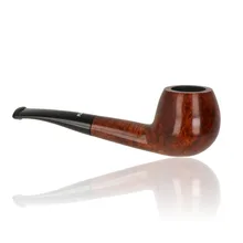 Reverse view of Dr Plumb Cortina Dark pipe showing the dark polished briar grain, rounded bowl, gently curved shank and black fishtail mouthpiece.