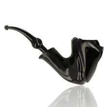 Erik Nørding Freehand Special Ebony Pipe 221 alternate side view highlighting ebony briar finish and plateau rim