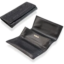 Dr Plumbs Peccary Pattern Black Leather Roll Up Tobacco Pouch P2802