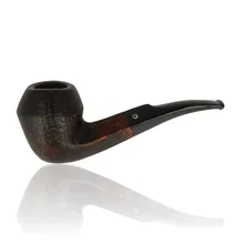Talamona Sabbiato M bent calabash briar pipe with dark sandblasted finish and black acrylic stem