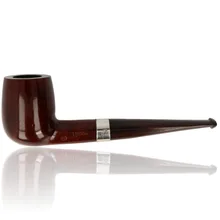 Northern Briars G5 Regal Banded Billiard NB-278 shown from the left, with smooth chestnut briar, silver-coloured band and straight brindle stem.