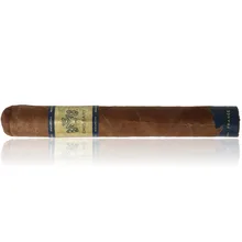 Macanudo Emissary France Toro single loose cigar with blue and gold Emissary band and France foot band displayed on a white background.