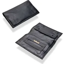 Dr Plumbs Small Double Gusset Black Leather Tobacco Pouch P35525