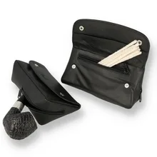 Peterson Classic Black Leather Combination Pipe and Tobacco Pouch POU135