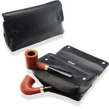 Dr Plumbs XL Press Stud Black Leather Tobacco Pouch (2 Pipes) P25507