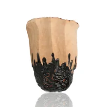 Close-up of Erik Nørding Signature Rustic Freehand 167 bowl showing natural briar surface and black carved rustication detail