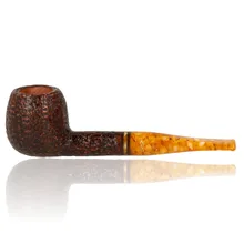 Right-side profile of the Savinelli Miele 207 Rustic pipe showing the textured Bent Apple bowl and marbled honey acrylic stem.