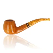 Left side view of Savinelli Miele 626 6mm filtered pipe showing its rounded Apple bowl, polished honey-coloured briar and amber marbled acrylic stem.