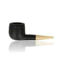 Ropp Vintage Horn Pipe Sandblast Pot Briar Pipe ROP-079