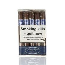 Bundle of 10 Juliany Blue Line Corona cigars individually cellophane wrapped with blue and silver Juliany cigar bands.