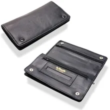 Dr Plumbs Rigid Double Wallet Black Leather Tobacco Pouch P35523