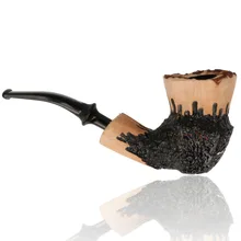 Handmade Danish Erik Nørding Signature Rustic pipe with organic rim and black acrylic stem