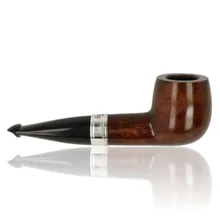 Reverse view of Peterson 1323 straight billiard pipe showing polished briar and black vulcanite stem