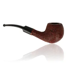 Side view of Talamona Sabbiato freehand bent apple pipe showing deep sandblasted briar texture