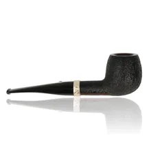 Barling Fossil 1816 curved apple pipe metal band detail textured briar