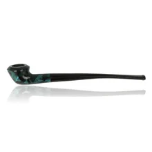 a curved calabash reading pipe in a turquoise marbled finish