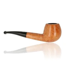Reverse side of Dr Plumb Cortina Light pipe showing the natural briar grain, rounded bowl and traditional bent black fishtail stem.
