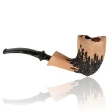 Handmade Danish Erik Nørding pipe featuring a plateau rim, natural briar and textured rustic detailing