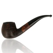 Talamona Sabbiato S bent apple briar pipe with sandblast finish and black acrylic stem